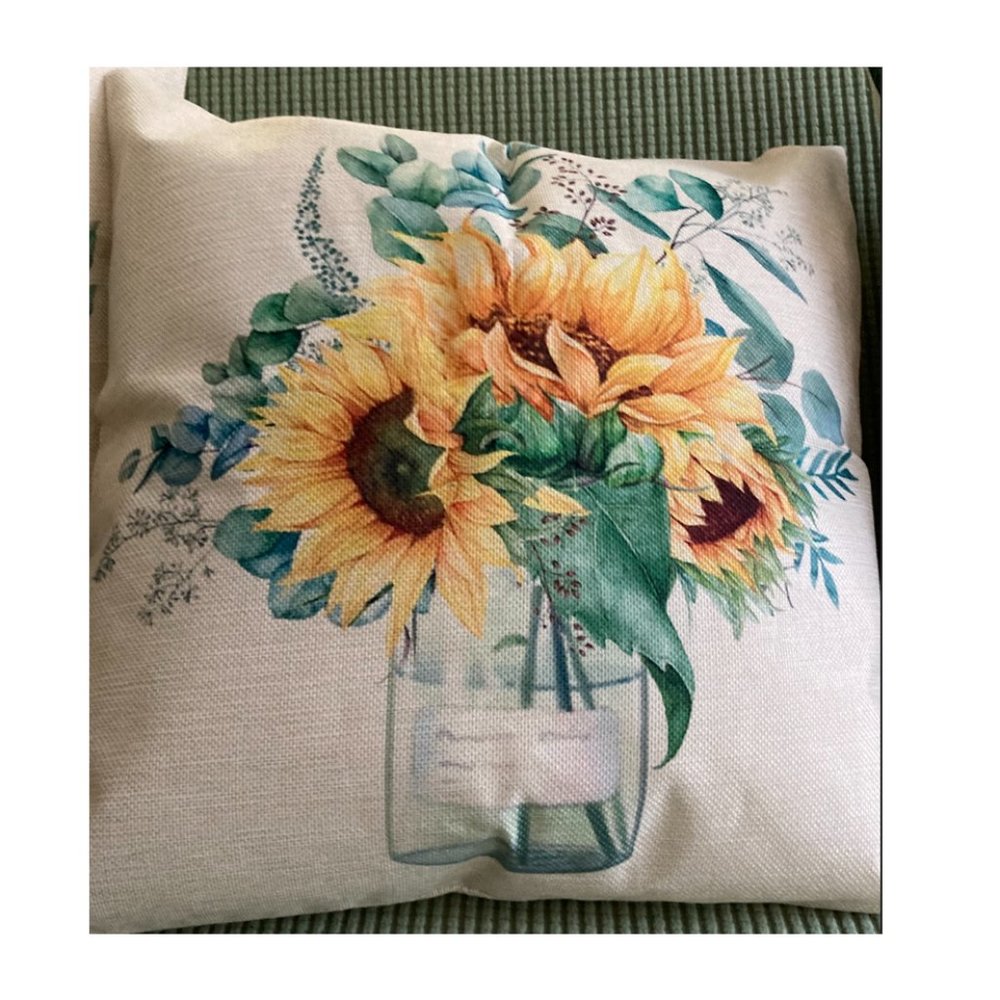 Sunflower Decorative Throw Pillow Covers Cases Farmhouse Accent Floral Decor 16" - Picture 8 of 12